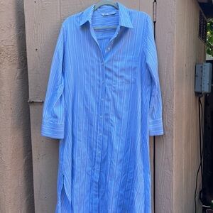 Zara Blue Striped Long Sleeve Dress